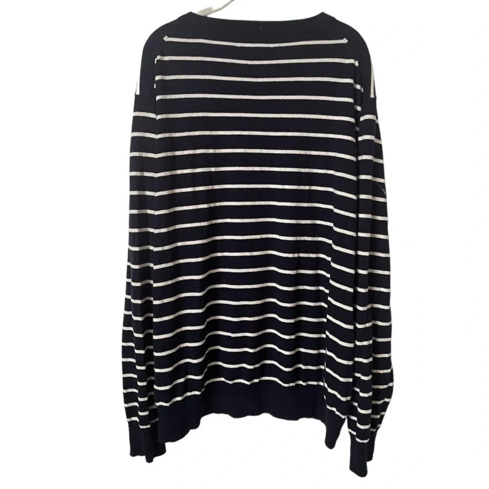 J. Crew Mercantile‎ Navy Blue Cotton Crewneck Sweater with White Stripes XXL